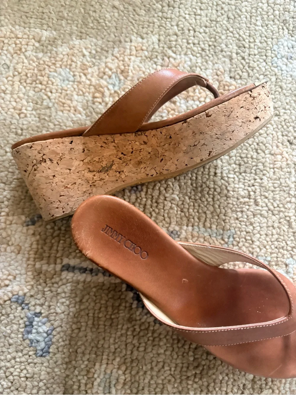 Jimmy Choo Tan Brown Leather Slide Mules - Picture 2 of 5